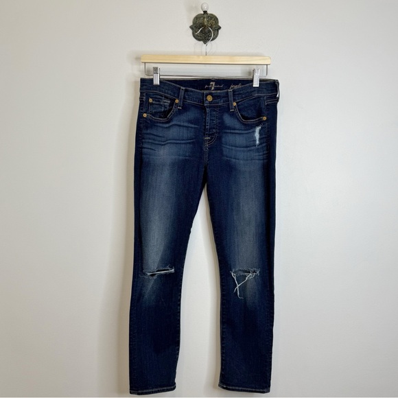 7 For All Mankind Josephina Skinny Boyfriend Denim Jeans Women’s Size 26 Stretch - Picture 1 of 12